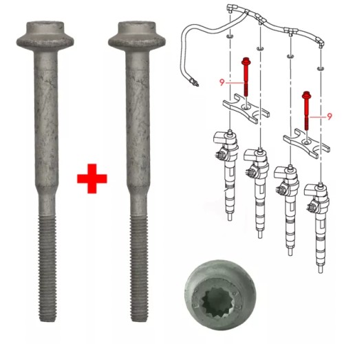 Vis + Bride de Fixation d'injecteur 1,6 TDI idem à WHT003187 03L130447 03L130216