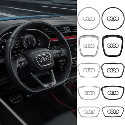 Garniture de logo central de volant pour Audi A6L, Q7, Q3, Q5, A7 et A5